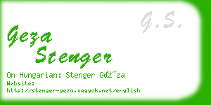 geza stenger business card